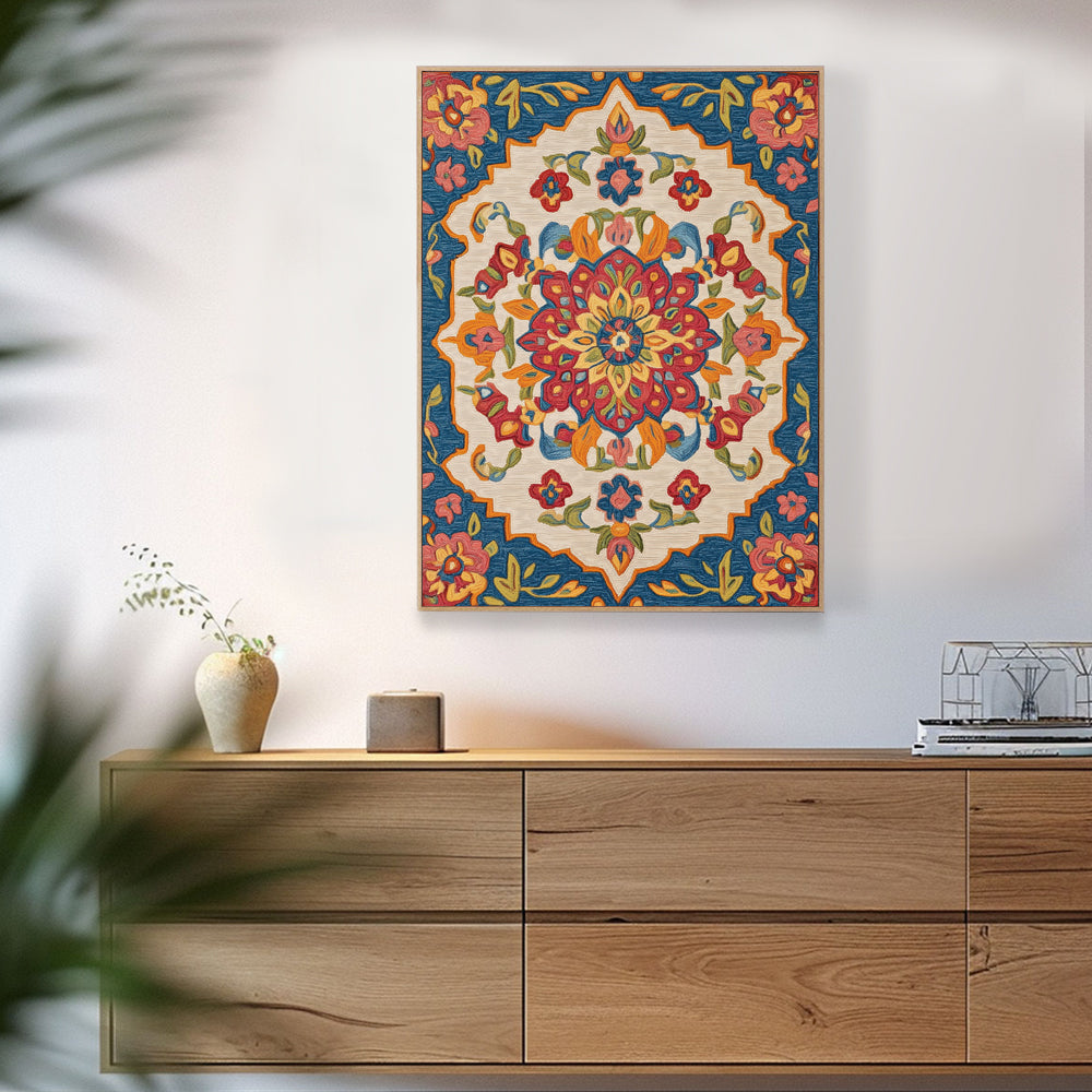 Bohemian Floral Mandala Canvas Wall Art