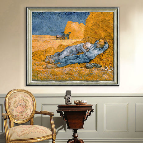 Resting In The Wheatfield - Inspired By Vincent Van Gogh Canvas Wall Art