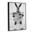 Funny Rabbit Bathroom  – Quirky Black & White Humor Décor Canvas Wall Art