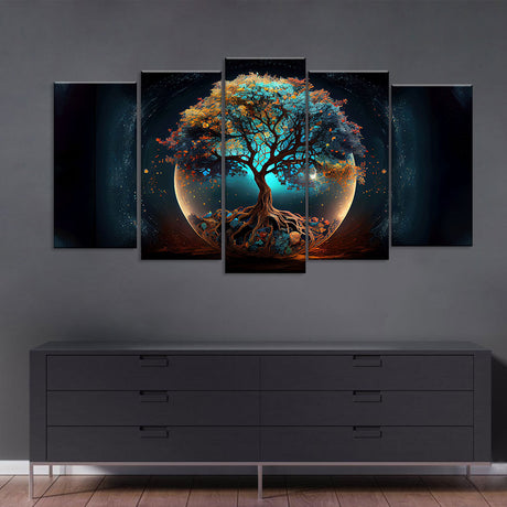 Enchanted Cosmic Tree Canvas Wall Art