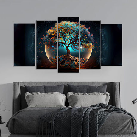 Enchanted Cosmic Tree Canvas Wall Art