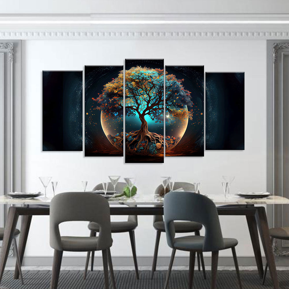 Enchanted Cosmic Tree Canvas Wall Art