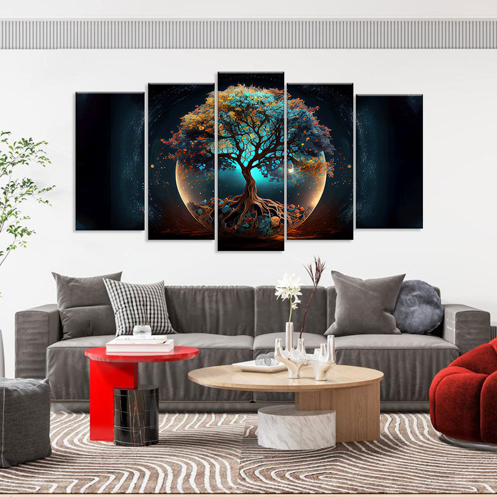 Enchanted Cosmic Tree Canvas Wall Art