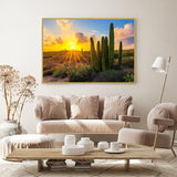 Desert Sunset with Cactus Landscape-Canvas Wall Art