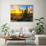 Desert Sunset with Cactus Landscape-Canvas Wall Art