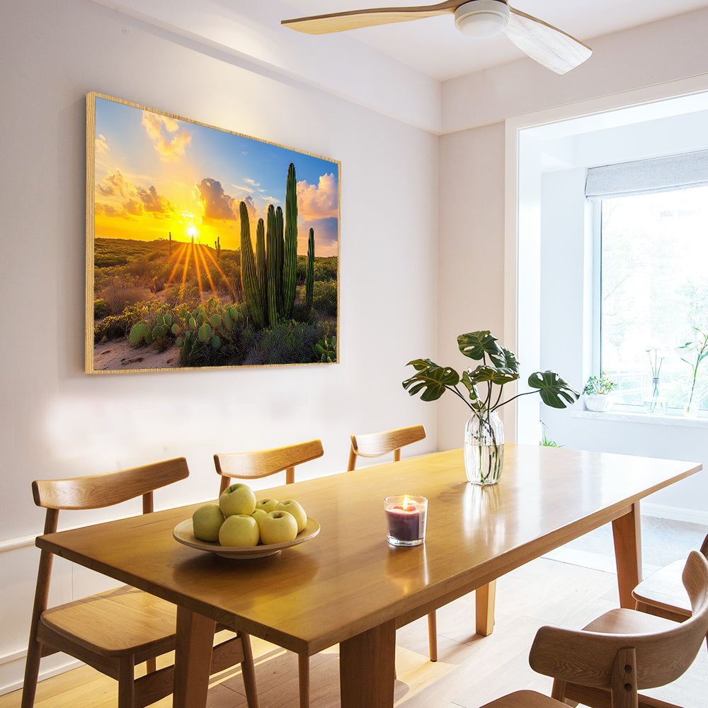 Desert Sunset with Cactus Landscape-Canvas Wall Art