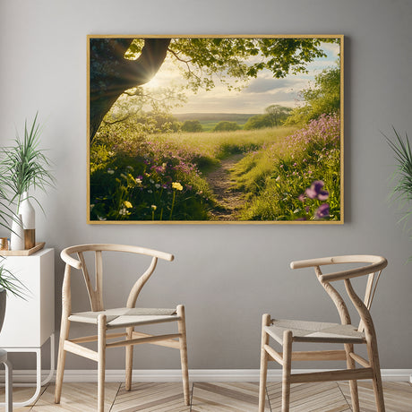 Golden Meadow Pathway Canvas Wall Art