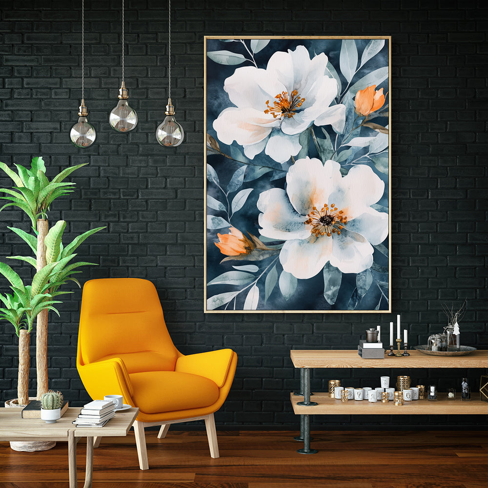 Midnight Bloom Canvas Wall Art – Elegant Floral Artwork for Home Decor