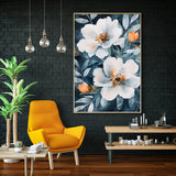 Midnight Bloom Canvas Wall Art – Elegant Floral Artwork for Home Decor