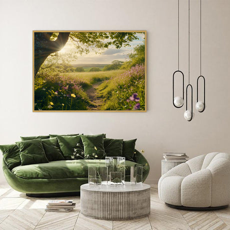 Golden Meadow Pathway Canvas Wall Art