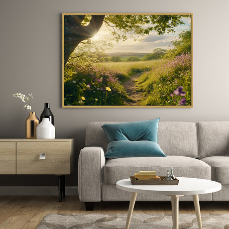 Golden Meadow Pathway Canvas Wall Art