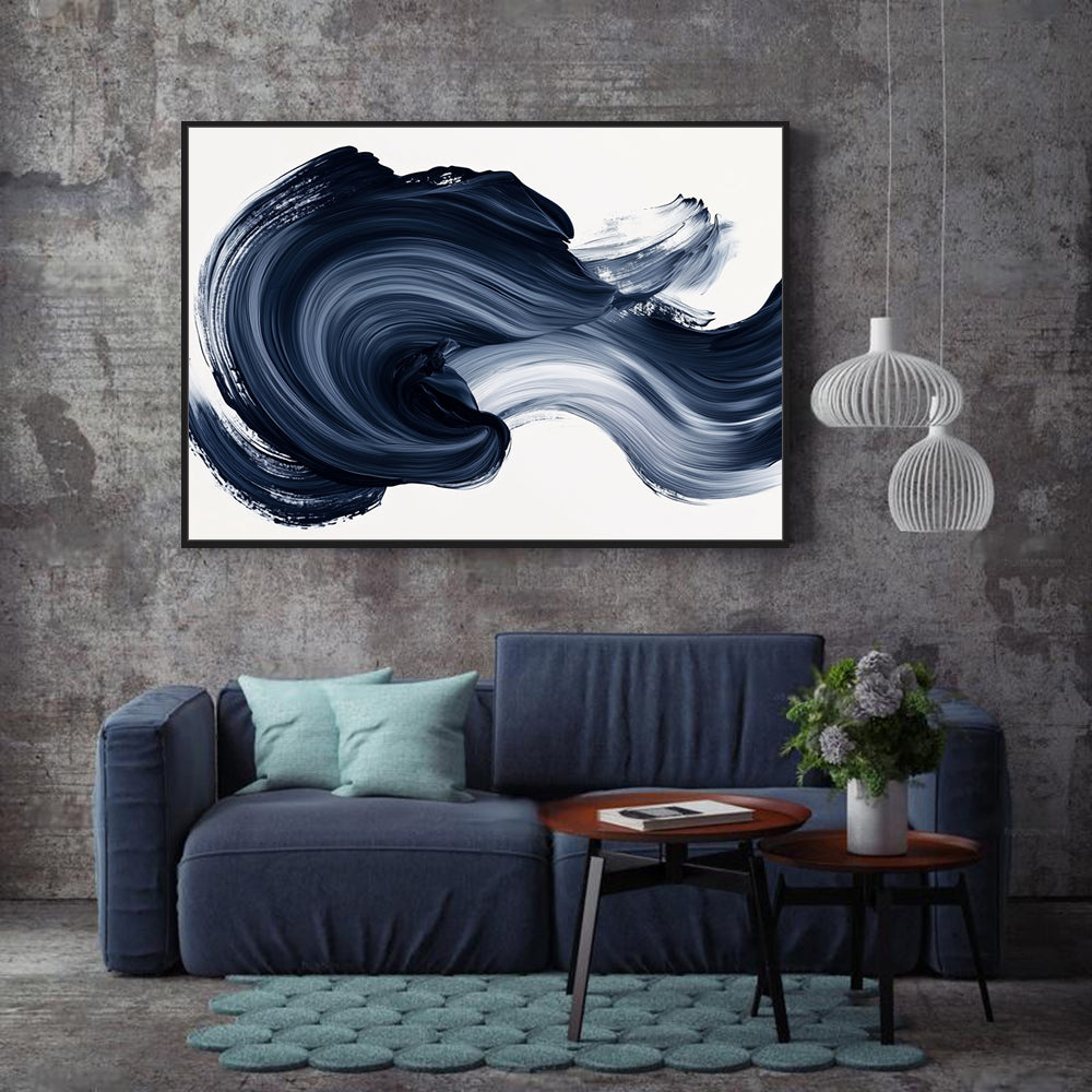 Deep Blue Brushstroke Canvas Wall Art