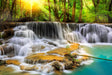 Golden Serenity Waterfall Canvas Wall Art