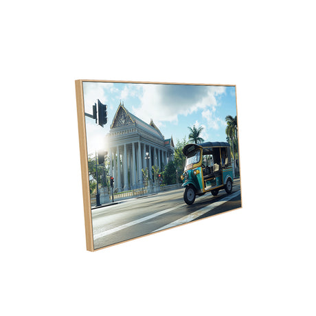 Cultural Tuk-Tuk And Temple Scene Canvas Wall Art