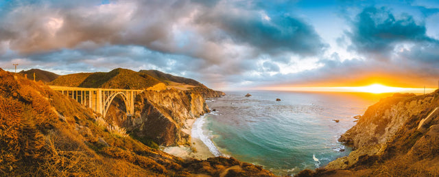 Sunset Over Bixby Bridge Canvas Wall Art