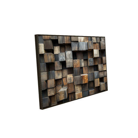 Canvas Wall Art - Rustic 3D Wooden Block Design