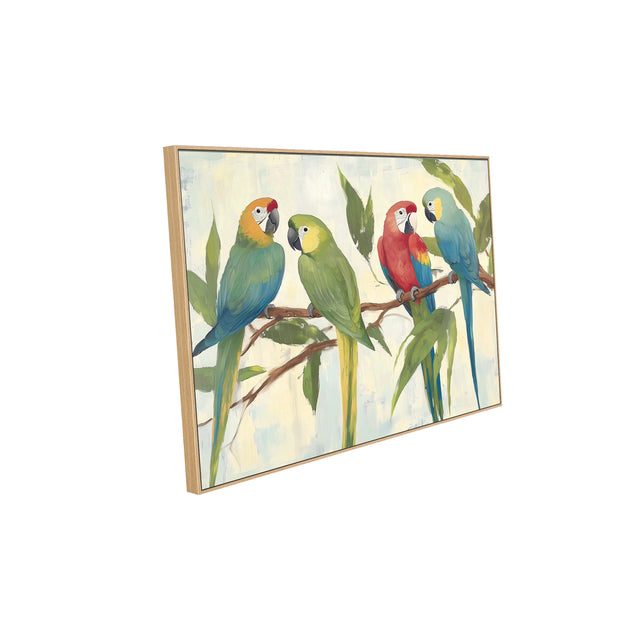 "Vibrant Parrots on a Branch"-Canvas Wall Art