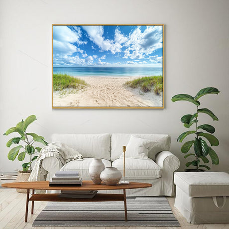 Tranquil Beach Path with Ocean View-Canvas Wall Art