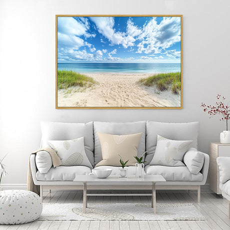 Tranquil Beach Path with Ocean View-Canvas Wall Art