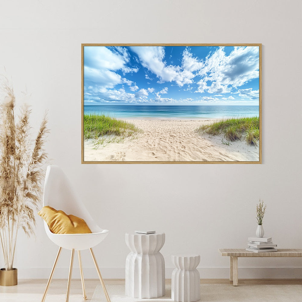 Tranquil Beach Path with Ocean View-Canvas Wall Art