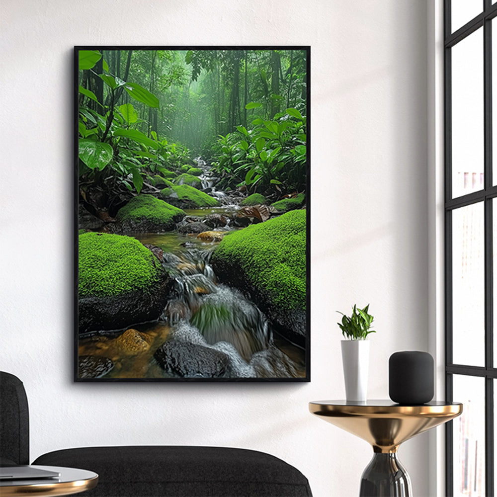 Tranquil Forest Stream Canvas Wall Art