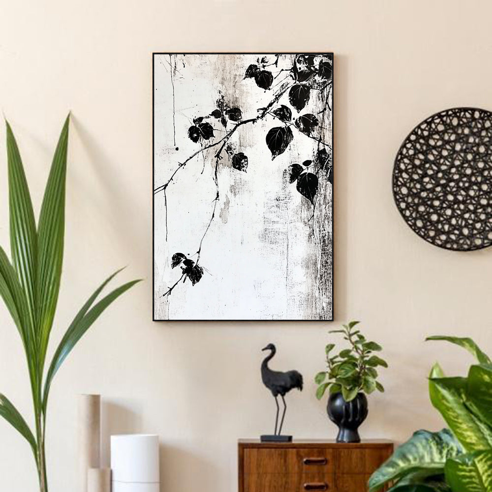 Canvas Wall Art - Minimalist Black And White Botanical Design