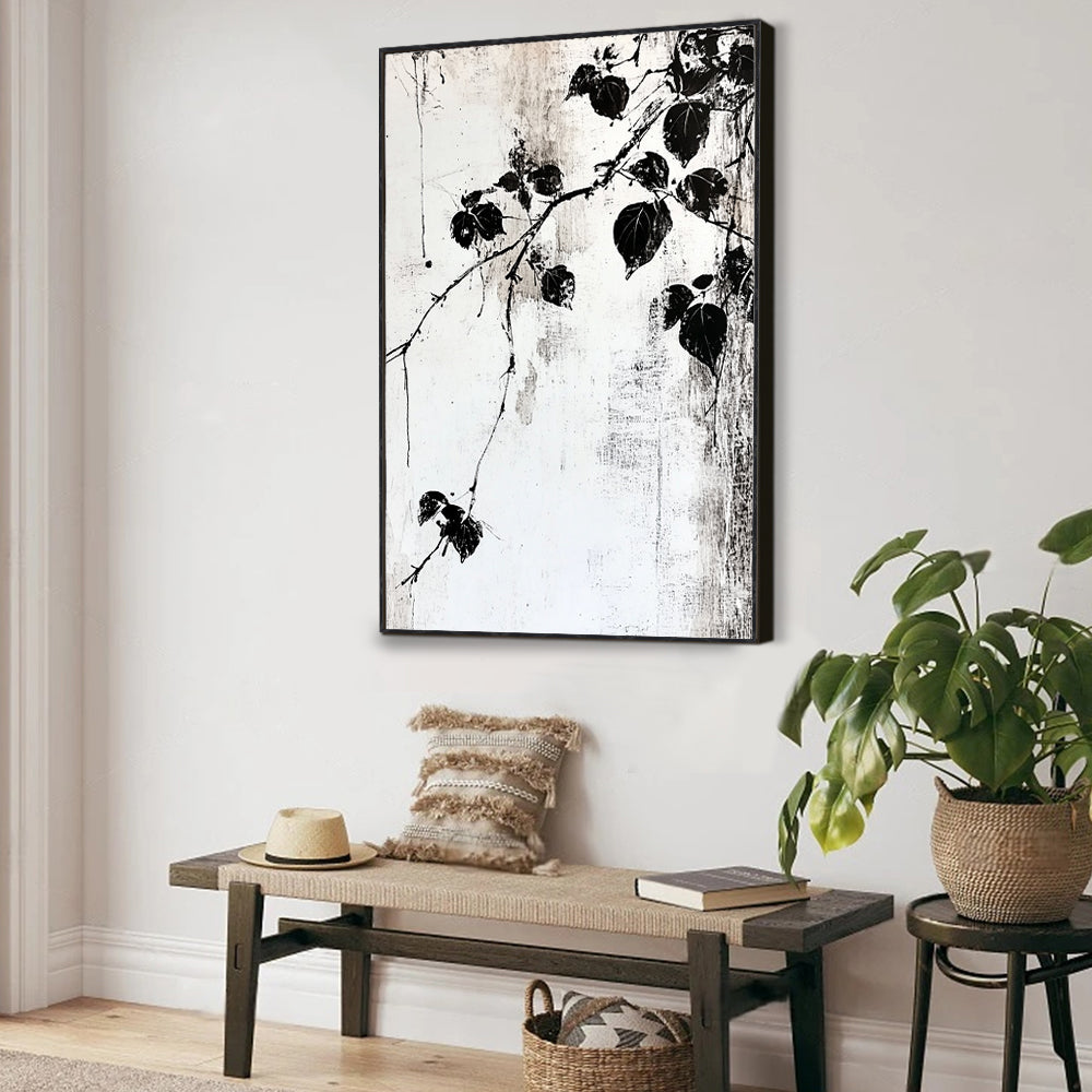 Canvas Wall Art - Minimalist Black And White Botanical Design