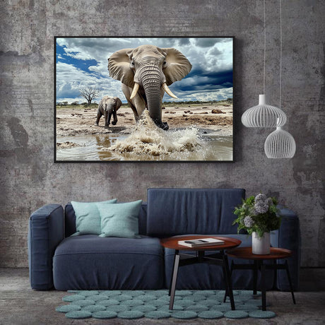 Canvas Wall Art - Majestic Elephants In The Wild