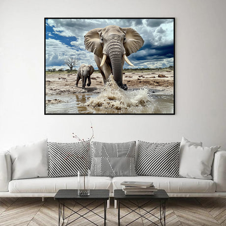 Canvas Wall Art - Majestic Elephants In The Wild