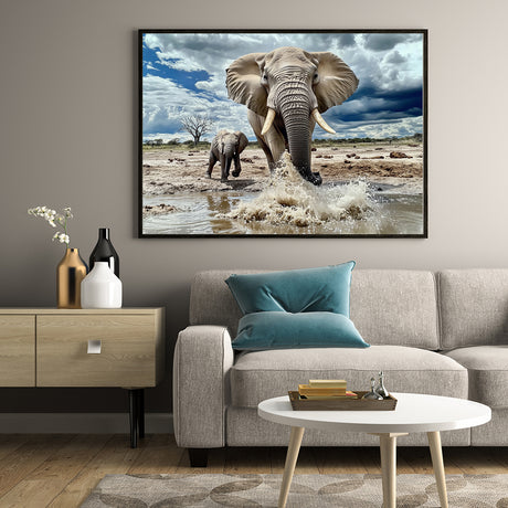 Canvas Wall Art - Majestic Elephants In The Wild