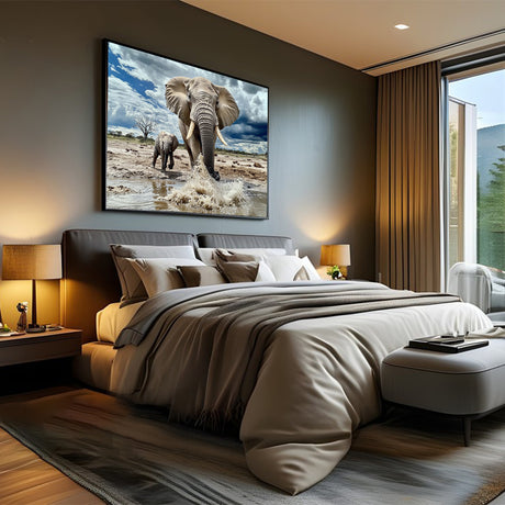 Canvas Wall Art - Majestic Elephants In The Wild