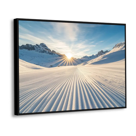 Winter Sunrise In Snow-Capped Mountains Canvas Wall Art