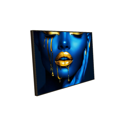 Canvas Wall Art - Bold Blue And Gold Portrait