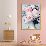 Floral Elegance: Woman With Peony Crown Canvas Wall Art