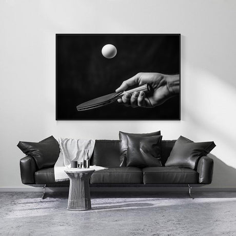 Black and White Table Tennis Moment-Canvas Wall Art