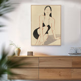 Elegant Minimalist Woman in Black Canvas Wall Art