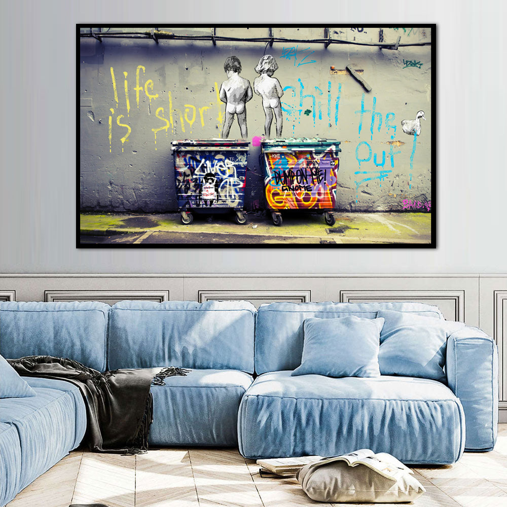 Banksy Graffiti Life is Short Canvas Wall Art