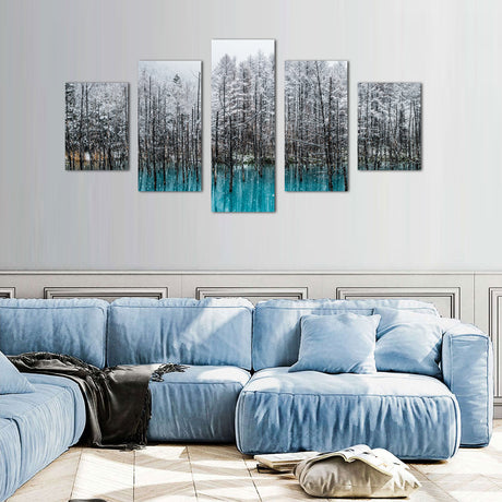 Winter Forest Reflection Canvas Wall Art