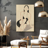 Elegant Minimalist Woman in Black Canvas Wall Art