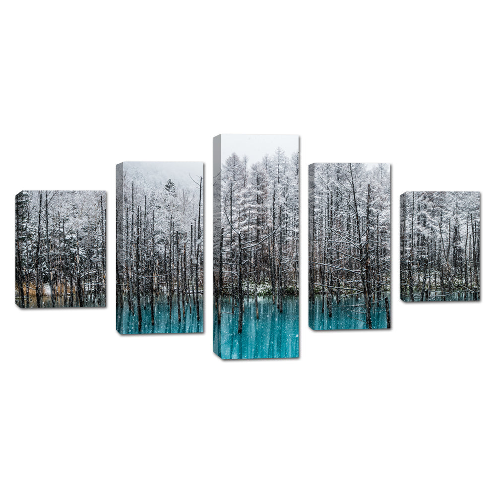 Winter Forest Reflection Canvas Wall Art