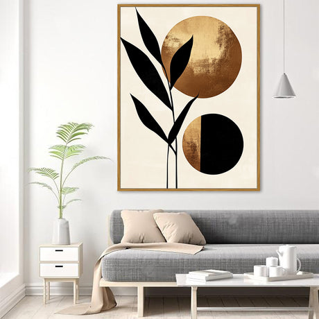 Modern Botanical Gold And Black Canvas Wall Art