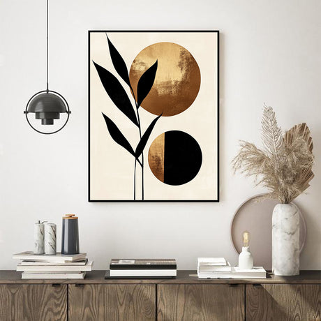 Modern Botanical Gold And Black Canvas Wall Art