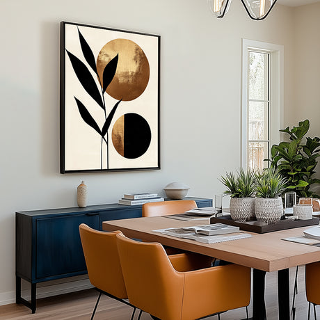 Modern Botanical Gold And Black Canvas Wall Art