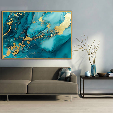 Turquoise And Gold Canvas Wall Art