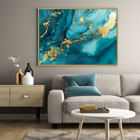 Turquoise And Gold Canvas Wall Art