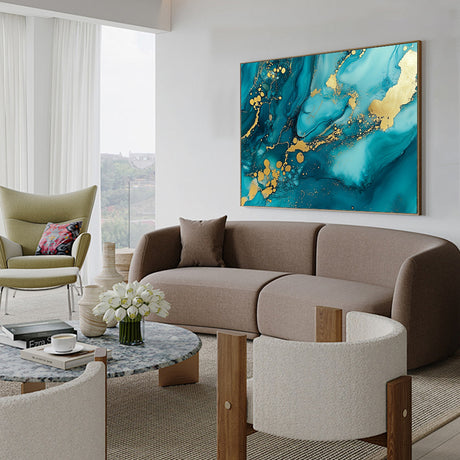 Turquoise And Gold Canvas Wall Art