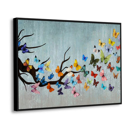 Colorful Butterfly Flight Canvas Wall Art