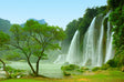 Tranquil Green Haven Waterfall Canvas Wall Art