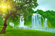 Morning Glow Waterfall Landscape Canvas Wall Art