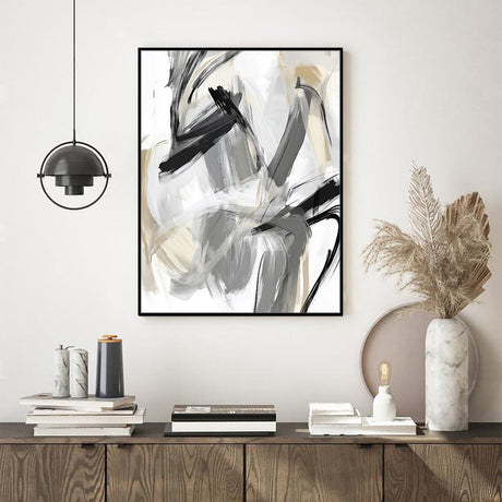 Monochromatic Brushstroke Canvas Wall Art